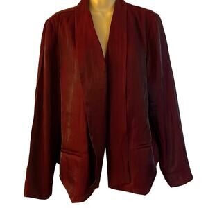 Chico’s 3 Sultry Red Metallic Drape Front Jacket NWT Woman Size 16 Dressy